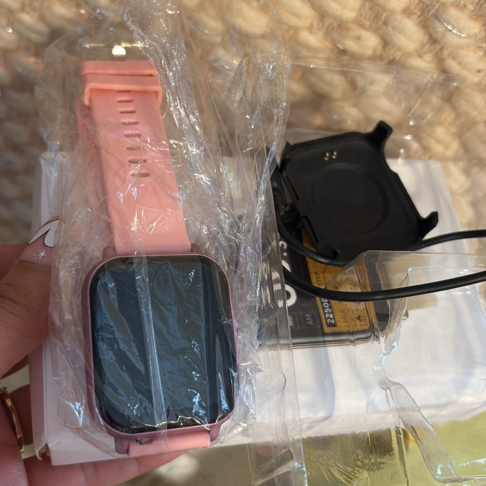 Gold Smartwatch with Beige Strap